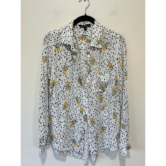 Velvet Heart Tops - Velvet Heart White Pineapple Print Button Down - S
